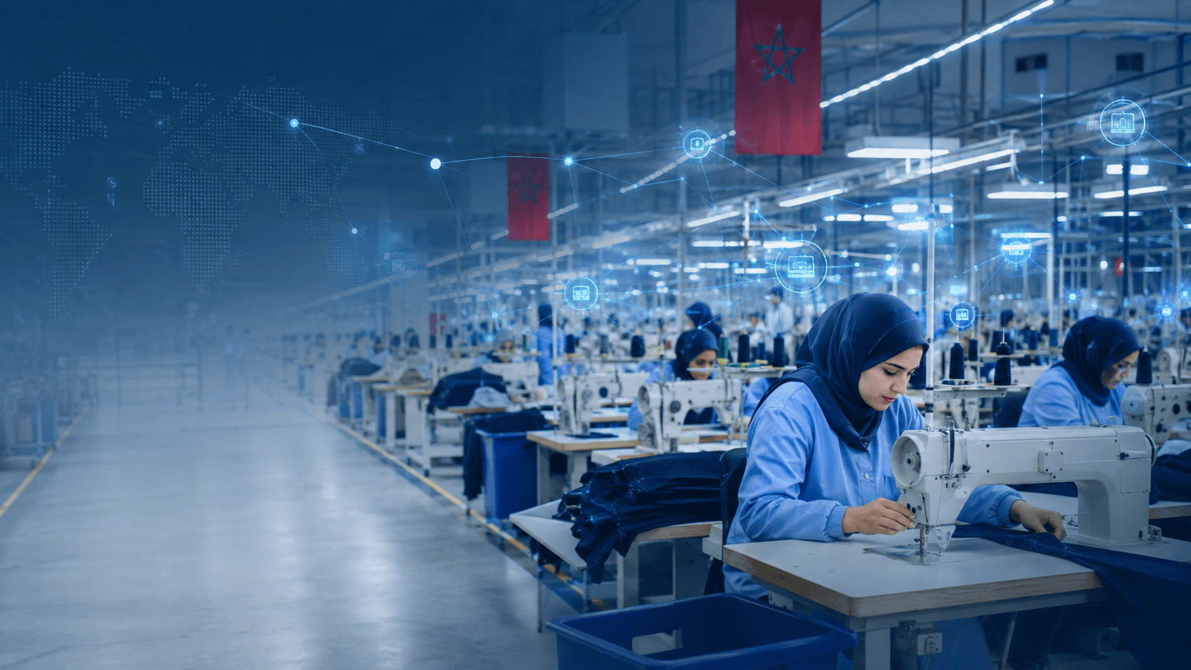 Connected textile manufacturing floor